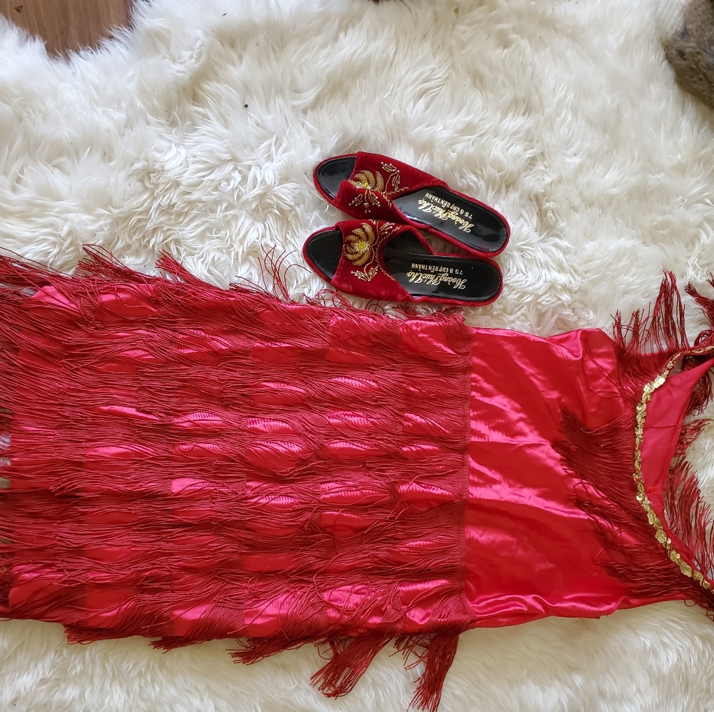 Halloween flapper sz small vintage costume beaded